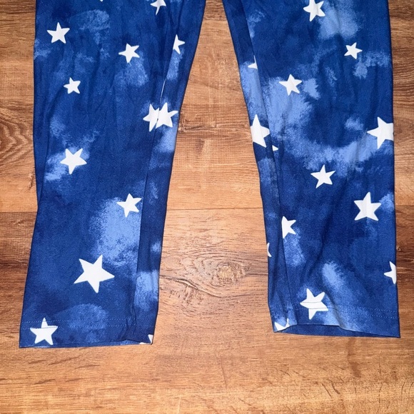 Patriotic American Flag Star Print Capri Leggings L (12-14) Youth NWT - Picture 4 of 6